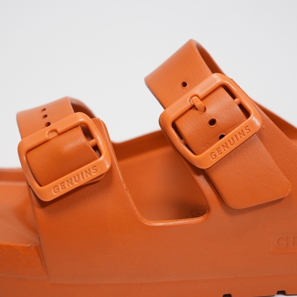 Genuins Sandals Mens 12‎ Orange EVA Double Strap Buckle Slides EU 45 Spain - Picture 2 of 14